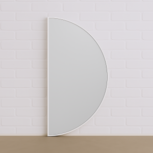Полукруглое зеркало в тонкой металлической белой раме Деми Мун